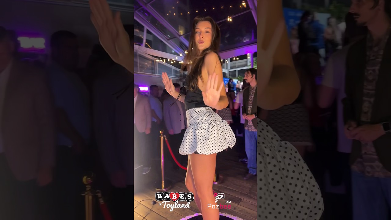 Watch model dance and pose for a 360-degree camera session