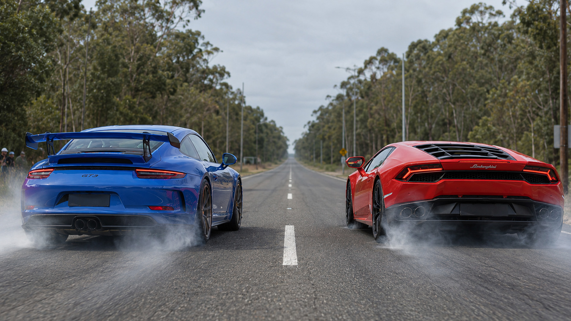 Newer Porsche GT3 takes on a V10 Lamborghini Huracán drag race