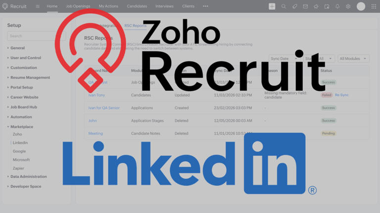 Zoho Recruit and LinkedIn RSC: A more connected hiring workflow for ...