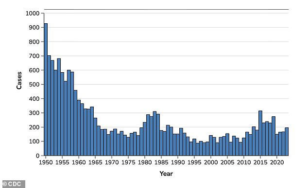 Nationwide cases have rebounded since the 1990s, with 2023 reporting 196 cases – a 56 percent increase over the previous decade 