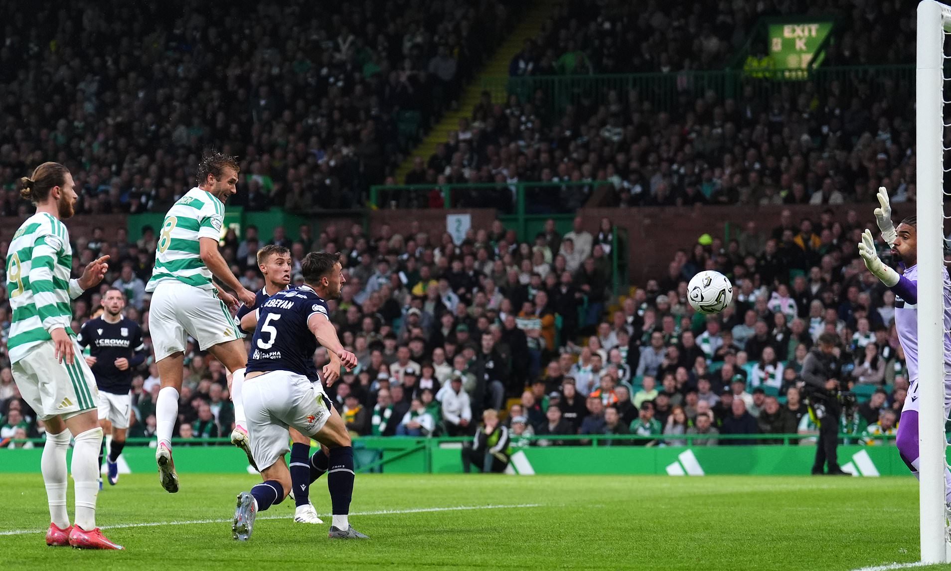 Celtic 1-0 Dundee: Benjamin Nygren gets the job done as home side huff and puff on flag night