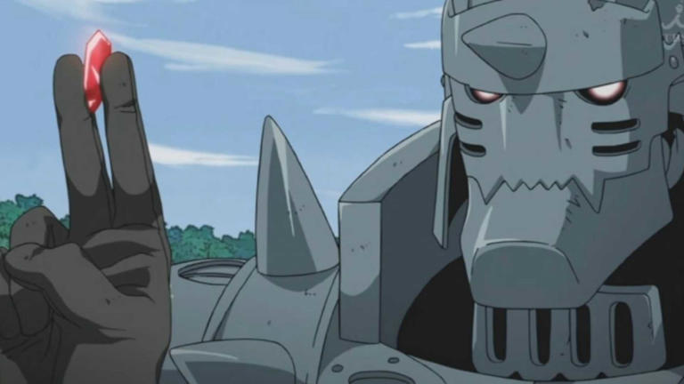 Alphonse Elric holding a Philosopher's Stone in Fullmetal Alchemist: Brotherhood anime