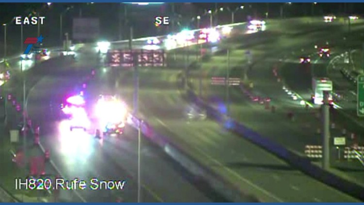 Overnight crash closed westbound lanes of Interstate 820 overnight in North Richland Hills, officials say