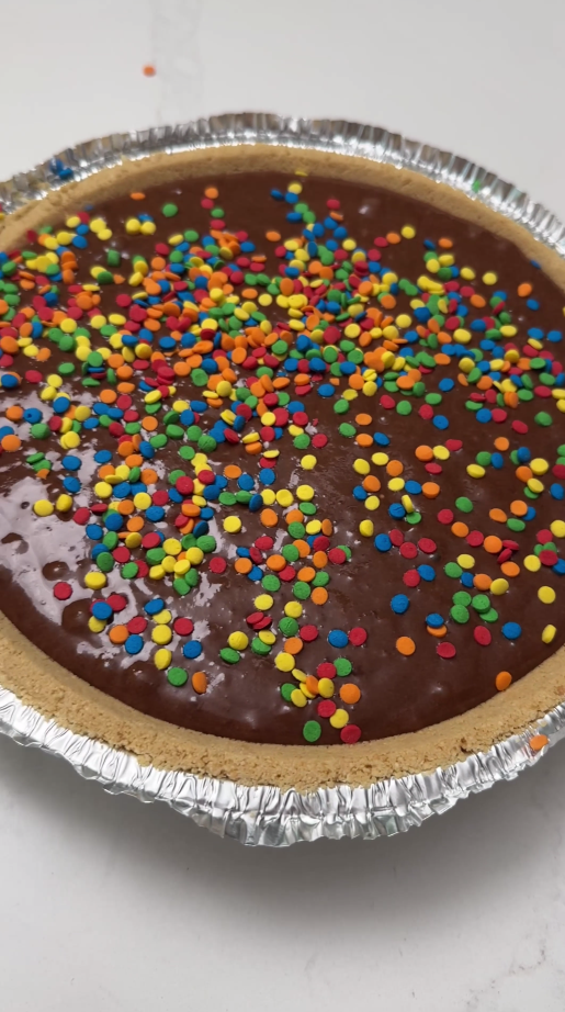 Sprinkle chocolate pie with a sweet and crunchy twist