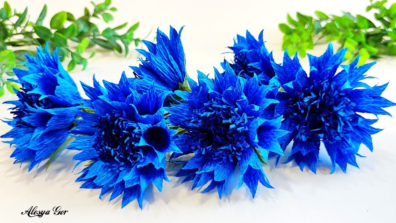 Handmade candy cornflowers using paper petals