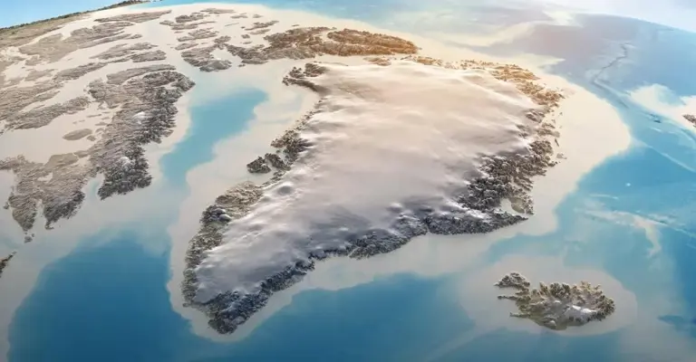 La capa de hielo de Groenland pierde miles de millones de toneladas de hielo, un fenómeno que contribuye al aumento del nivel del mar y refleja el impacto del calentamiento global. Crédito: ESA / Planetary Visions