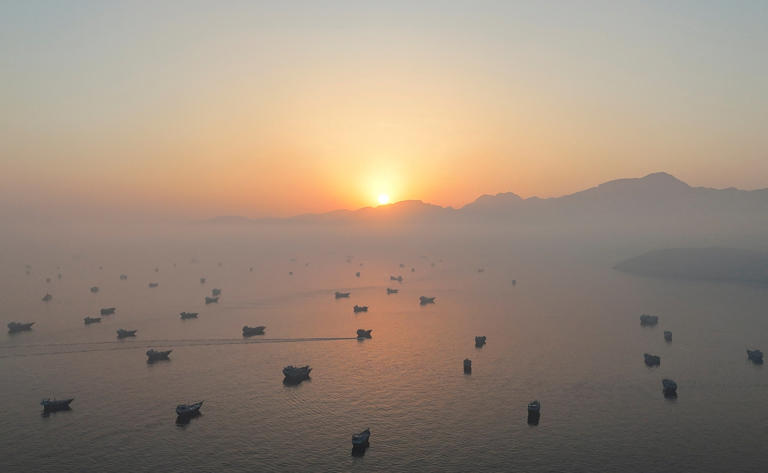 Vessels in the Strait of Hormuz on 15 June (Reuters)