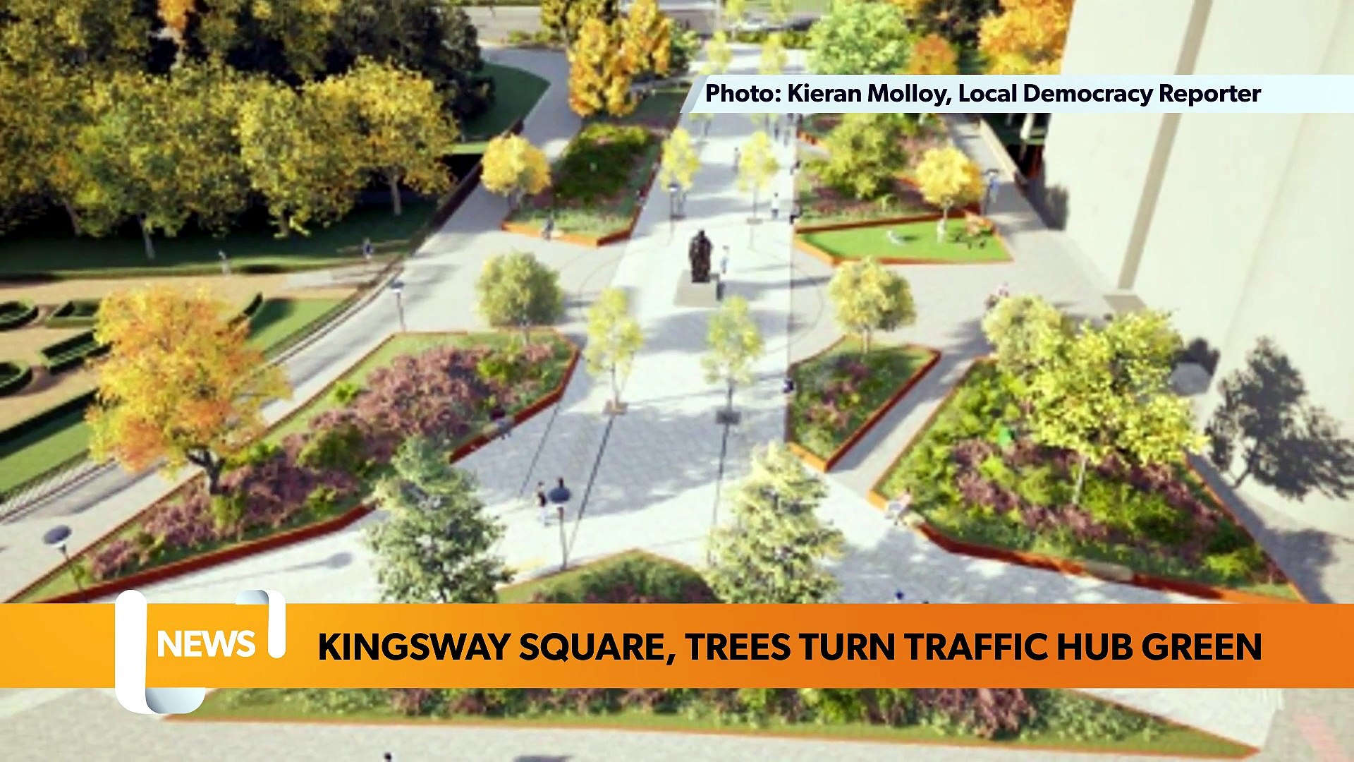 Cardiff: Trees turn traffic hub green