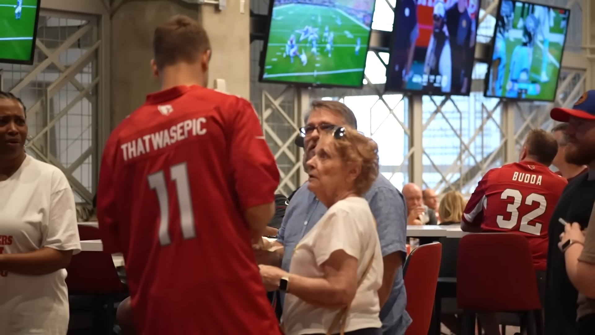 He cut in line at an NFL game - then paid for everyone's food