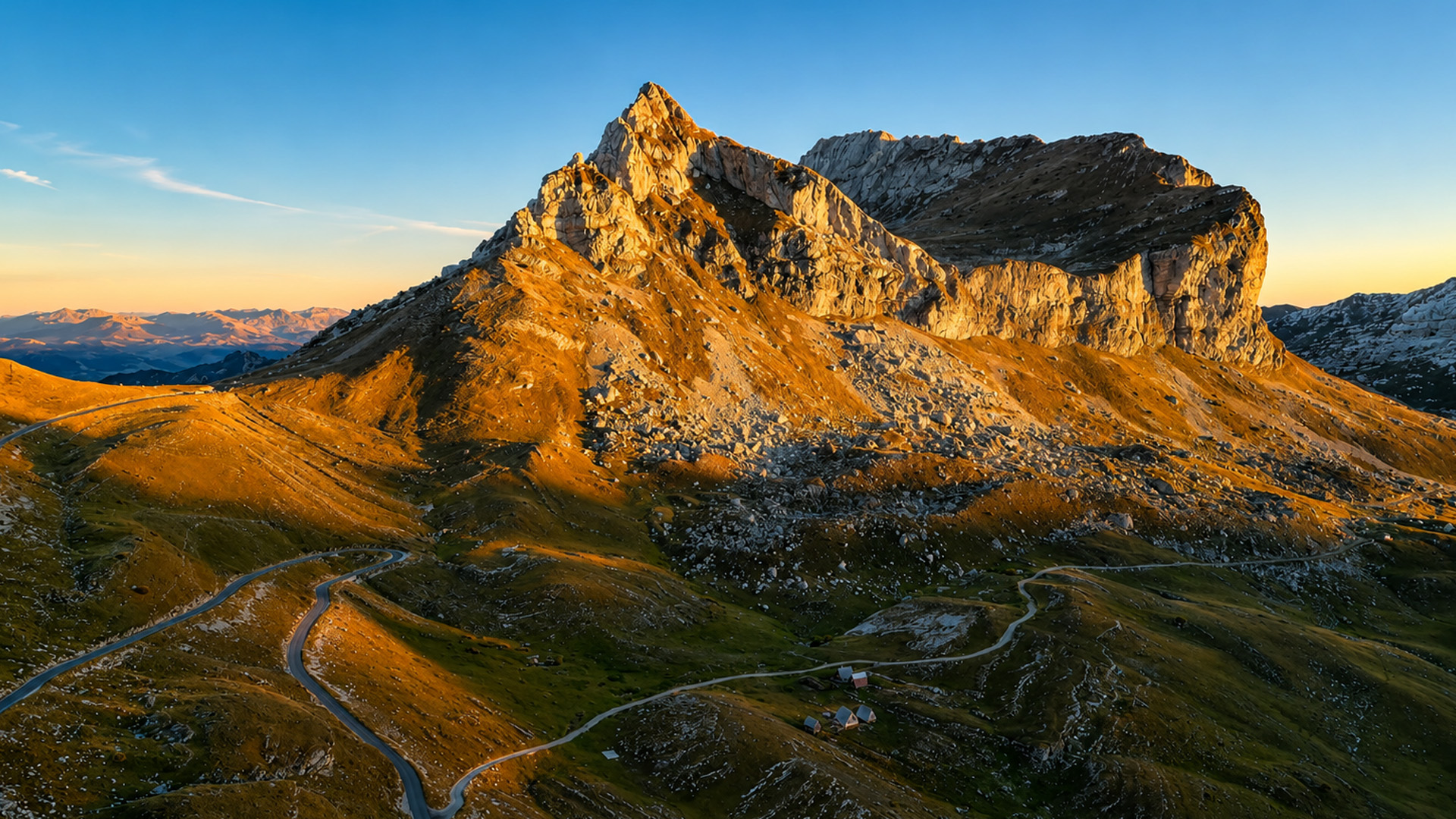 A mountain ridge folded by ancient forces