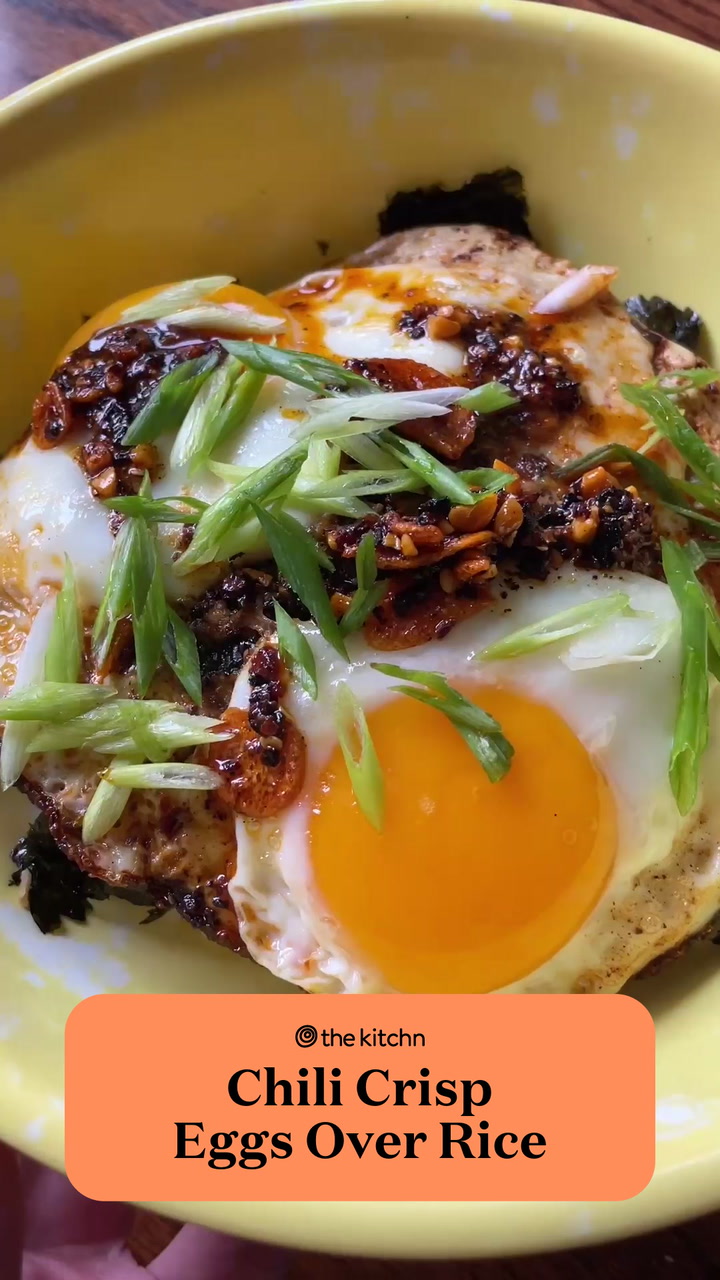 Chili crisp fried eggs over rice