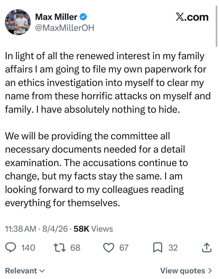 Rep. Max Miller defends himself against abuse allegations on CNN