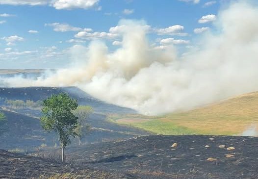 Large fire put out north of Linton
