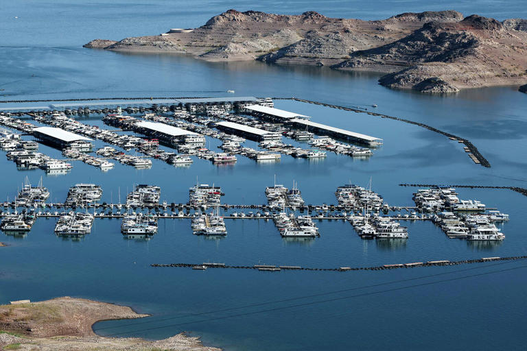 Lake Mead reveals mountaintops hidden for decades as lake recedes