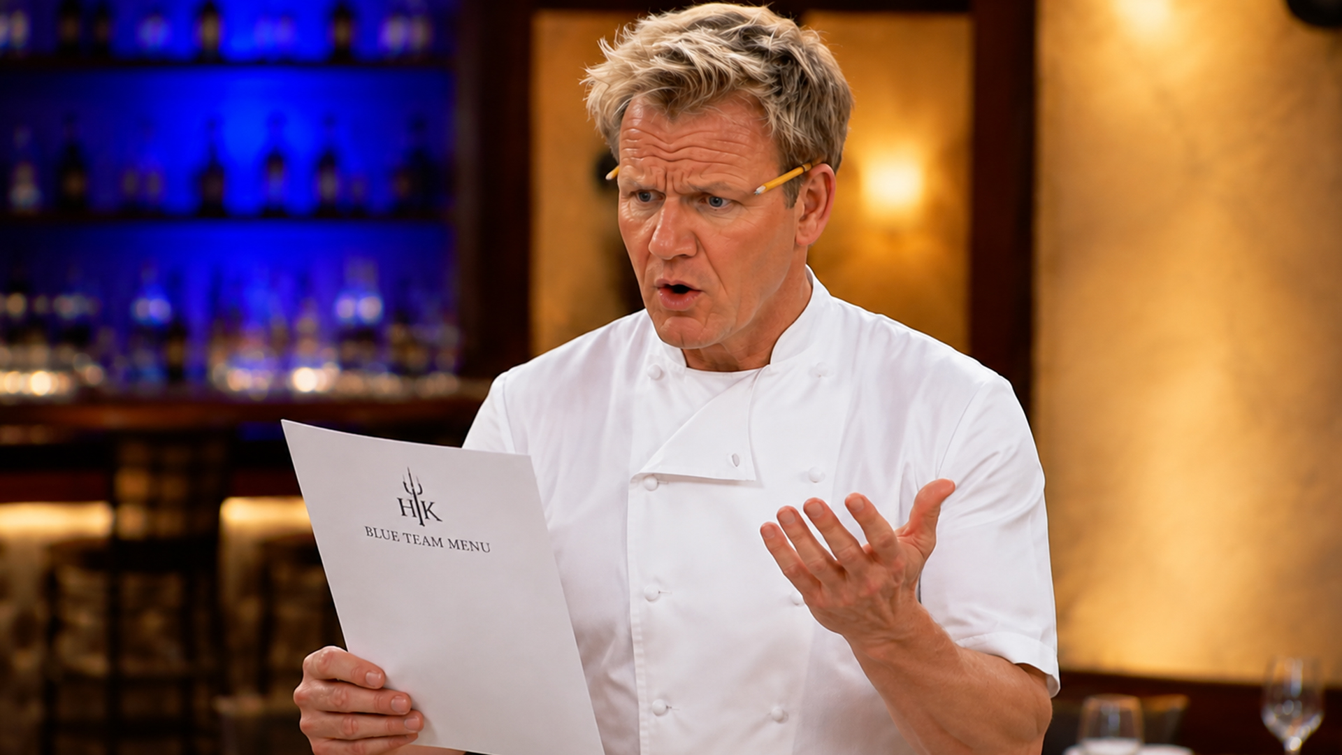 Gordon Ramsay rejects the blue team's menu