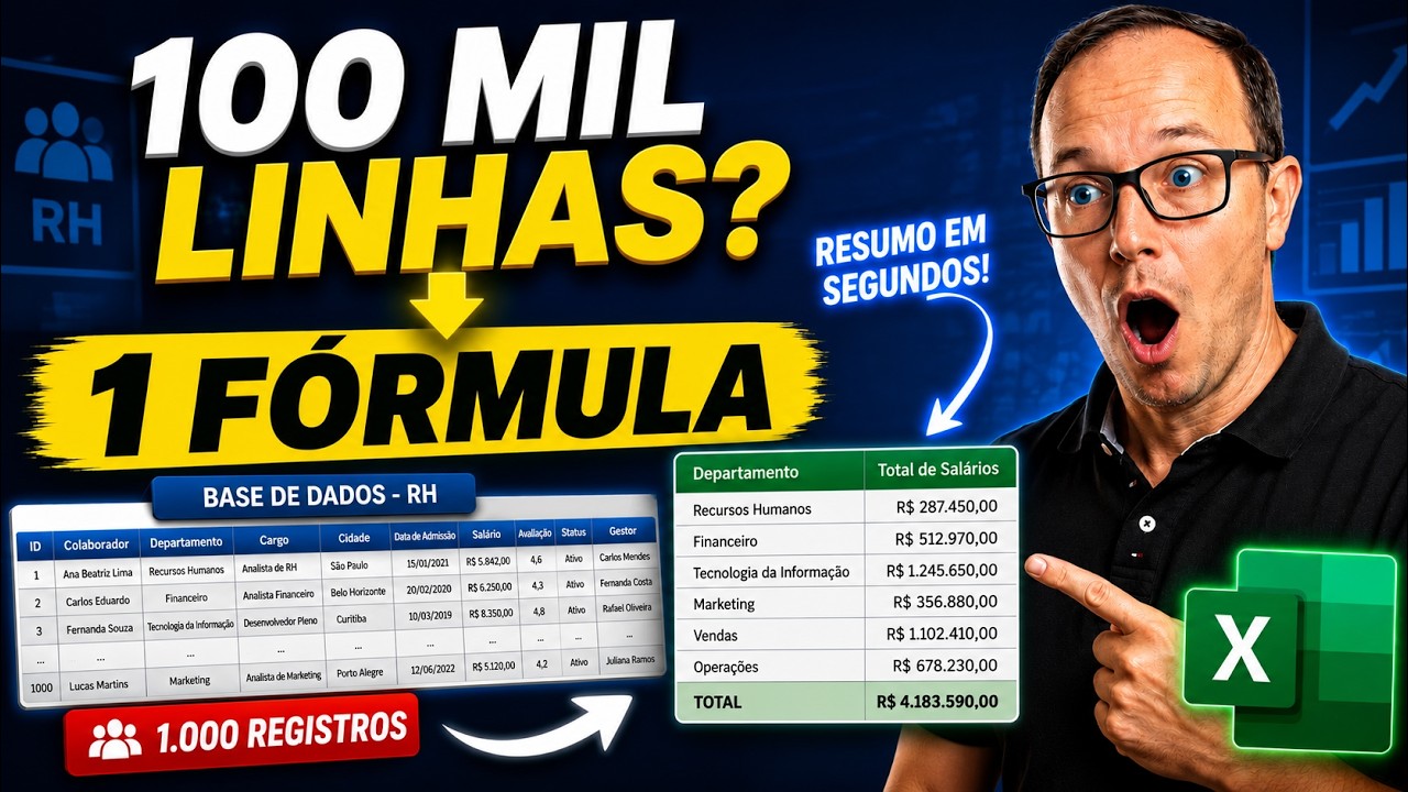 Excel: sua tabela tem 100 mil linhas? Resuma tudo com 1 fórmula
