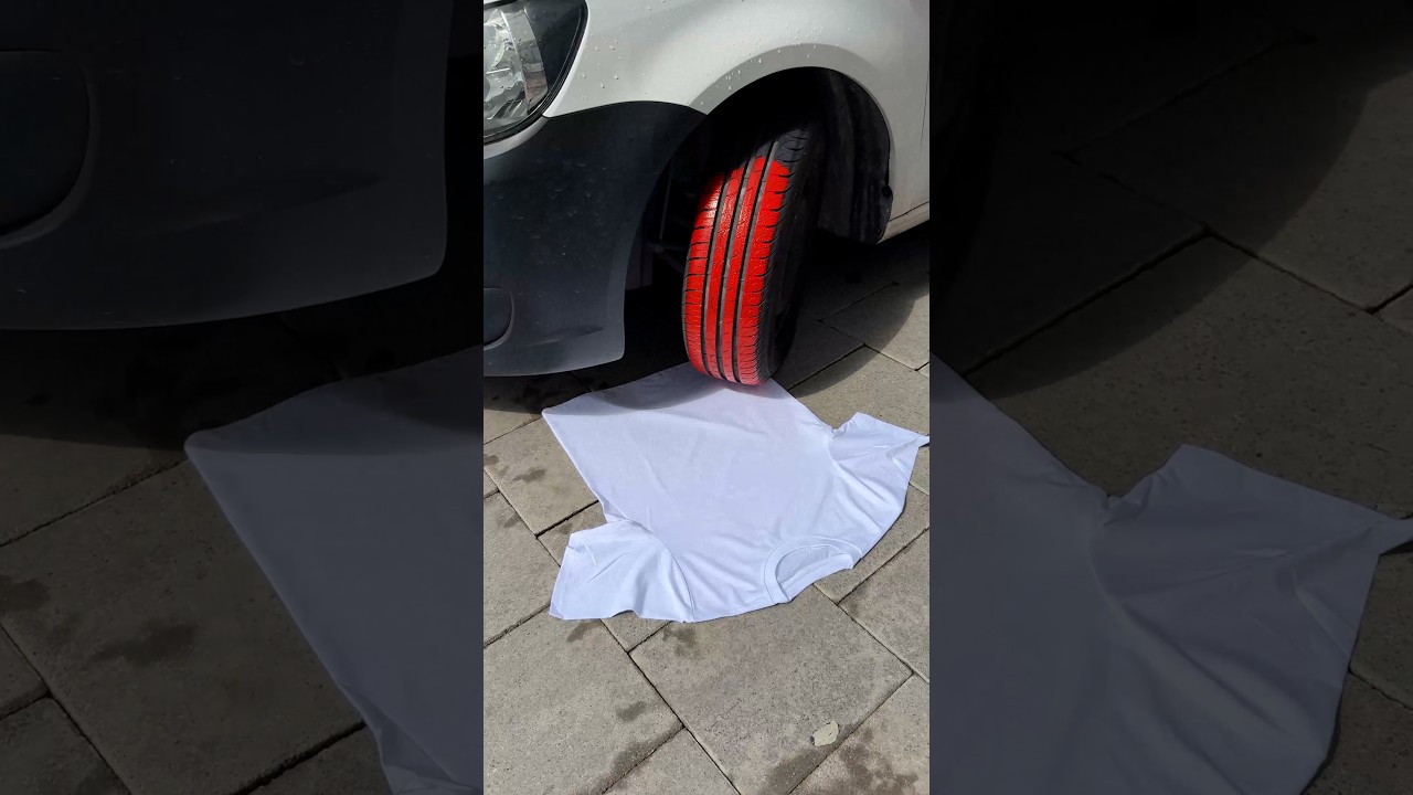 T-shirt design hack using car wheel #creative #tshirt #design #wheel #trick