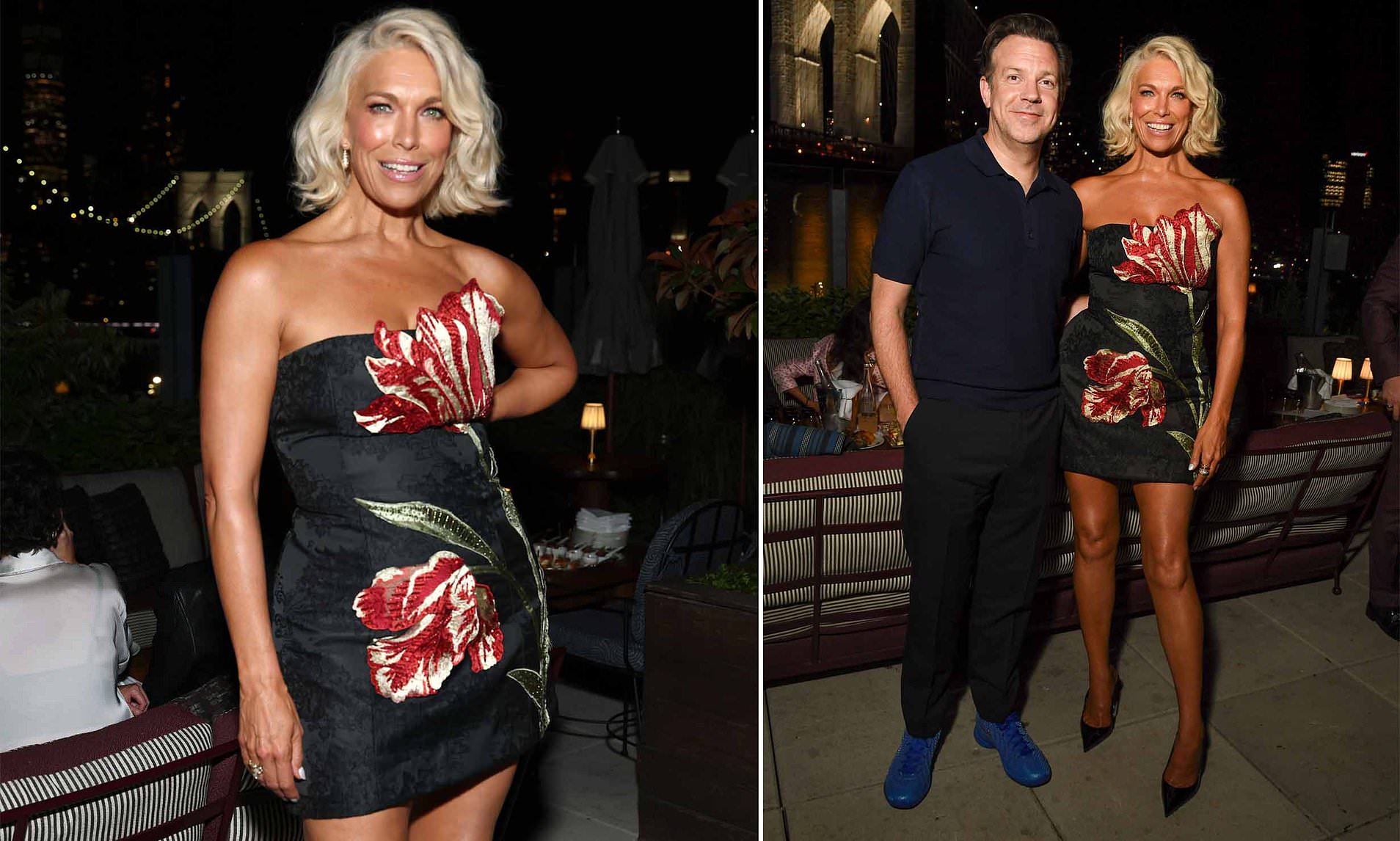 Hannah Waddingham stuns in a minidress as she reunites with Jason Sudeikis for Ted Lasso premiere