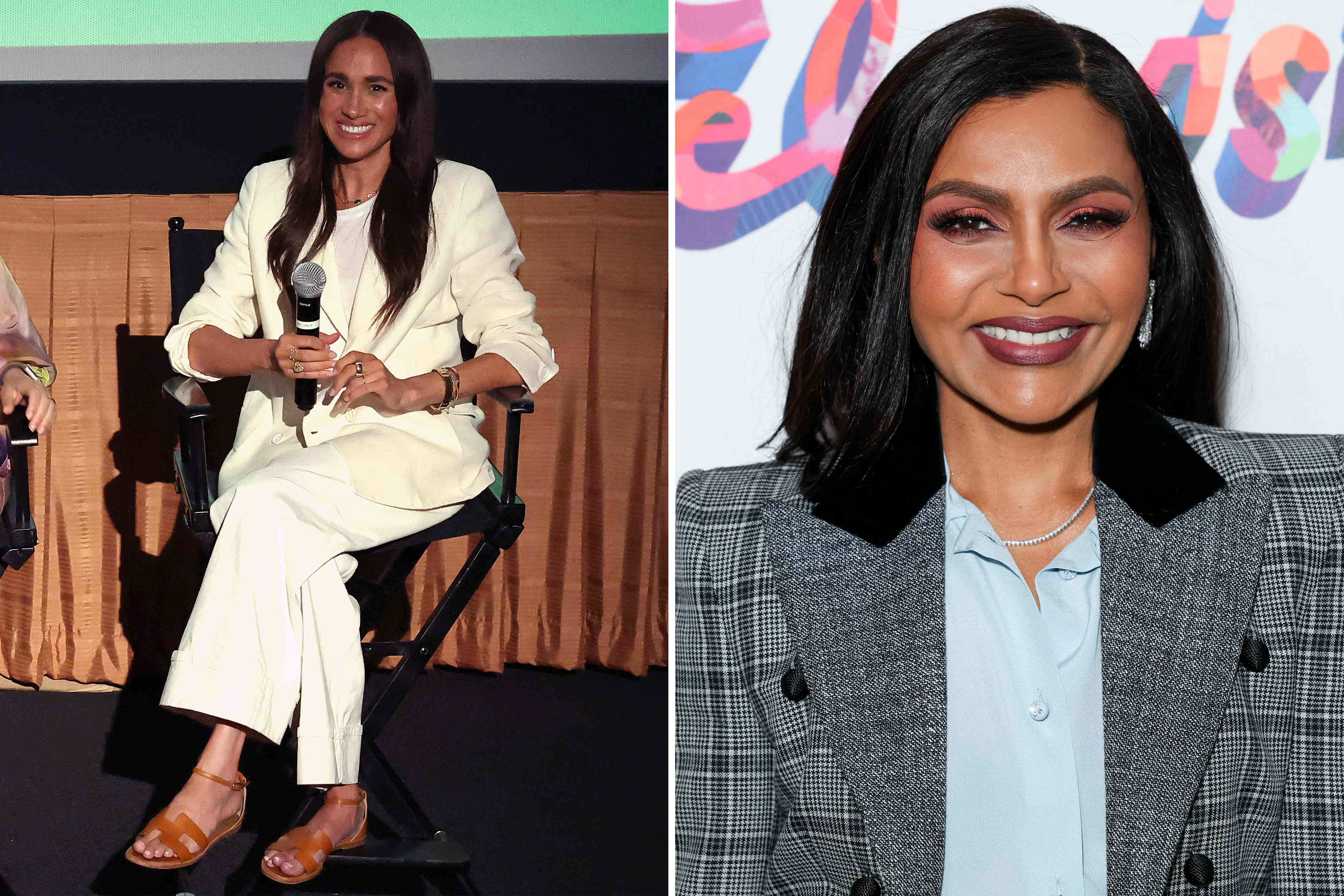 Meghan Markle's monochromatic look relies on a Mindy Kaling-worn shirt style — shoppers say it ‘feels like a cloud'