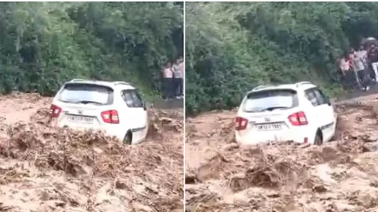 Uttarakhand driver escapes death as car gets swept into rain-fed stream ...