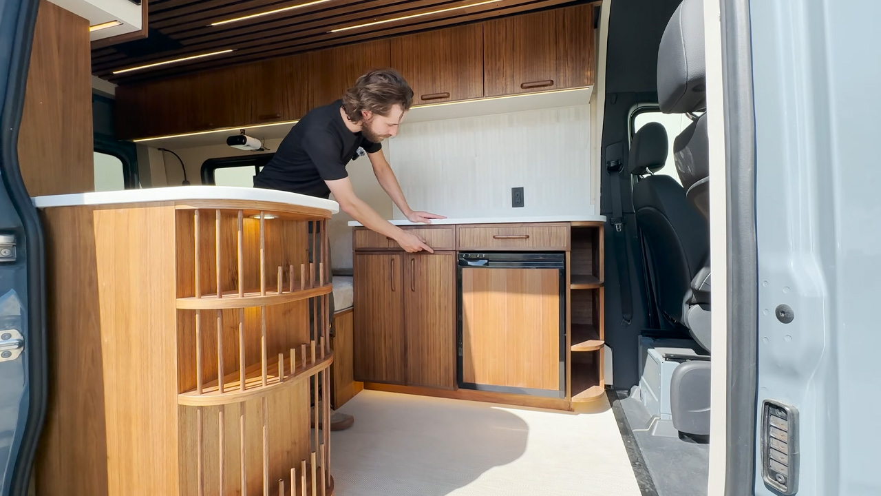 Inside a luxury all wheel drive custom camper van tour cabin