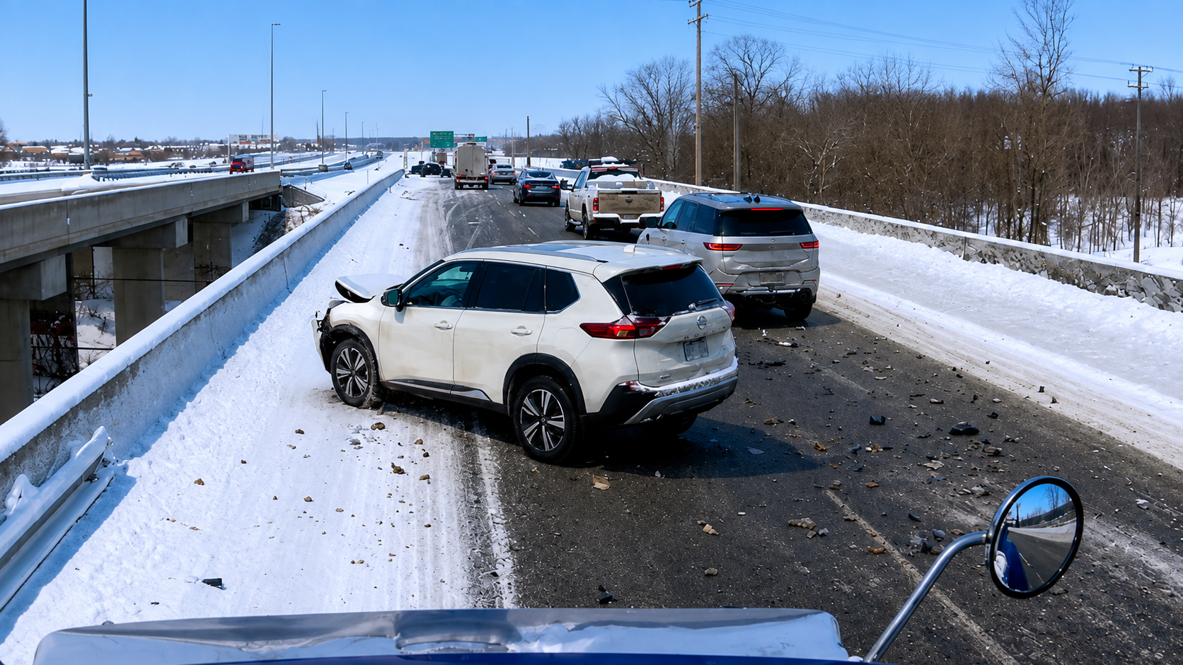 The debris was already in the lane - then the Tesla driver hit it going ...