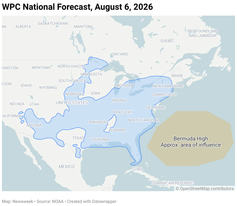 Bermuda high system shifts, bringing tropical weather to the East Coast