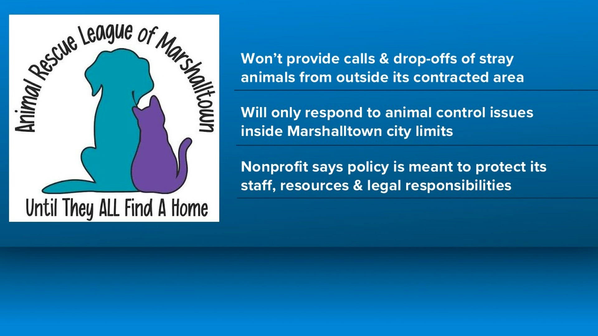 Animal Rescue League of Marshalltown changes animal control policy
