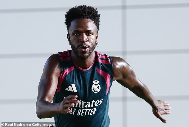 Vinicius Junior in training with Real Madrid this week as the transfer saga takes another twist