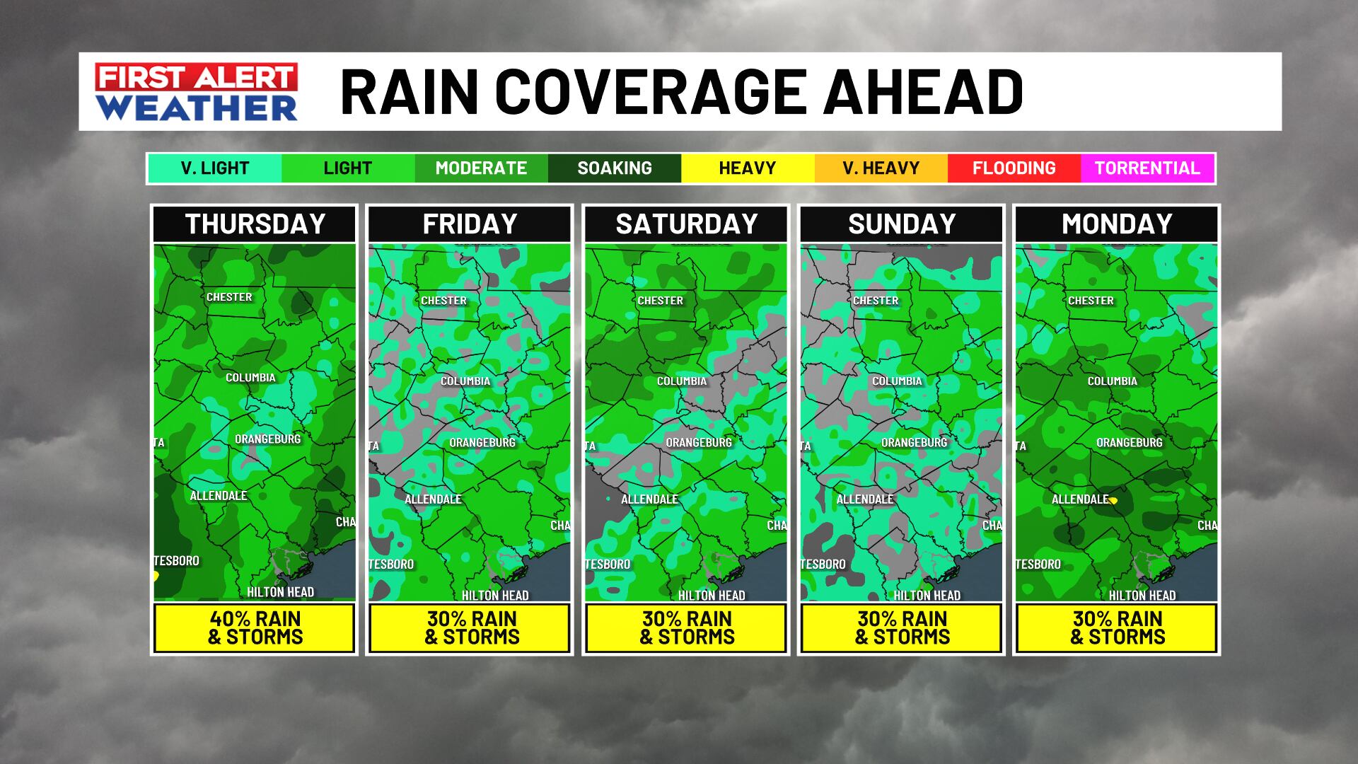 First alert: Staying humid with more storms possible Thursday