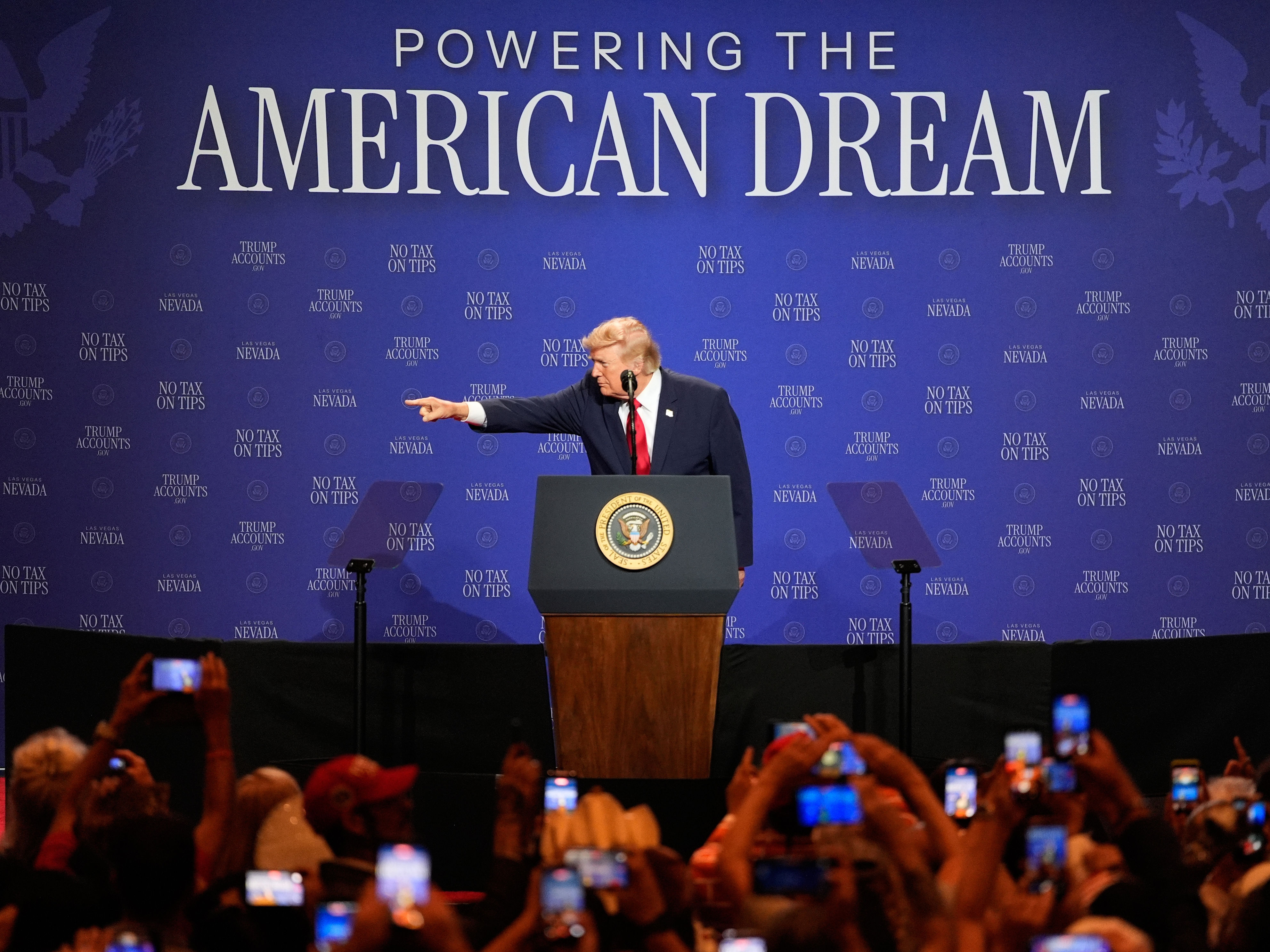 Trump touts tax breaks at Las Vegas rally amid voters' economic frustration