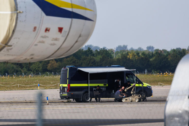 The drone was found near a Ukrainian Antonov cargo plane at Leipzig/Halle Airport on August 5 (Getty)