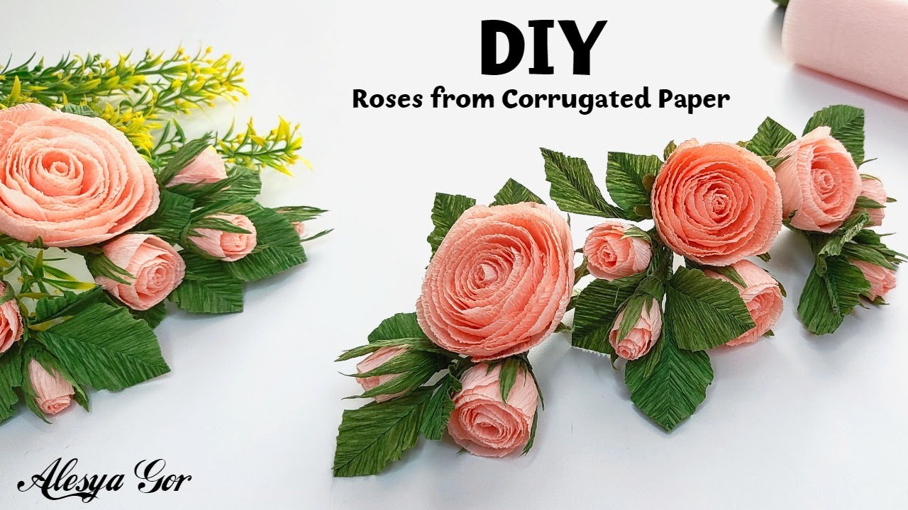Crafting decorative bush roses from corrugated paper