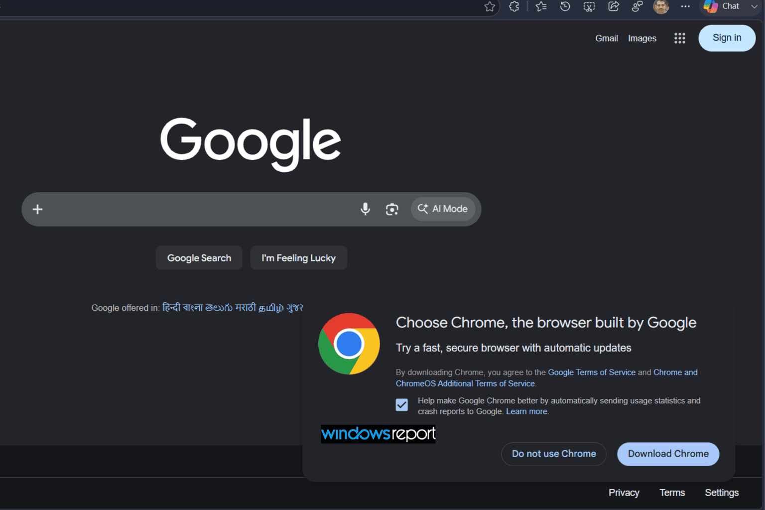 google-tests-chrome-download-prompt-on-homepage-for-microsoft-edge