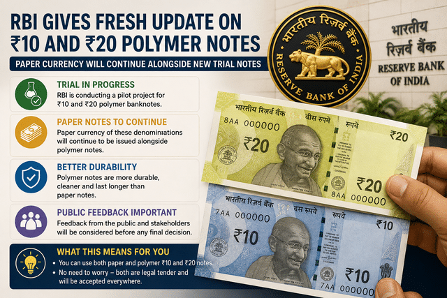 RBI gives fresh update on ₹10 and ₹20 polymer notes; paper currency ...