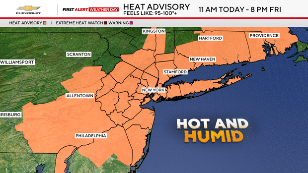 Heat advisory issued for NYC area as stormy weather brings flash flood risk