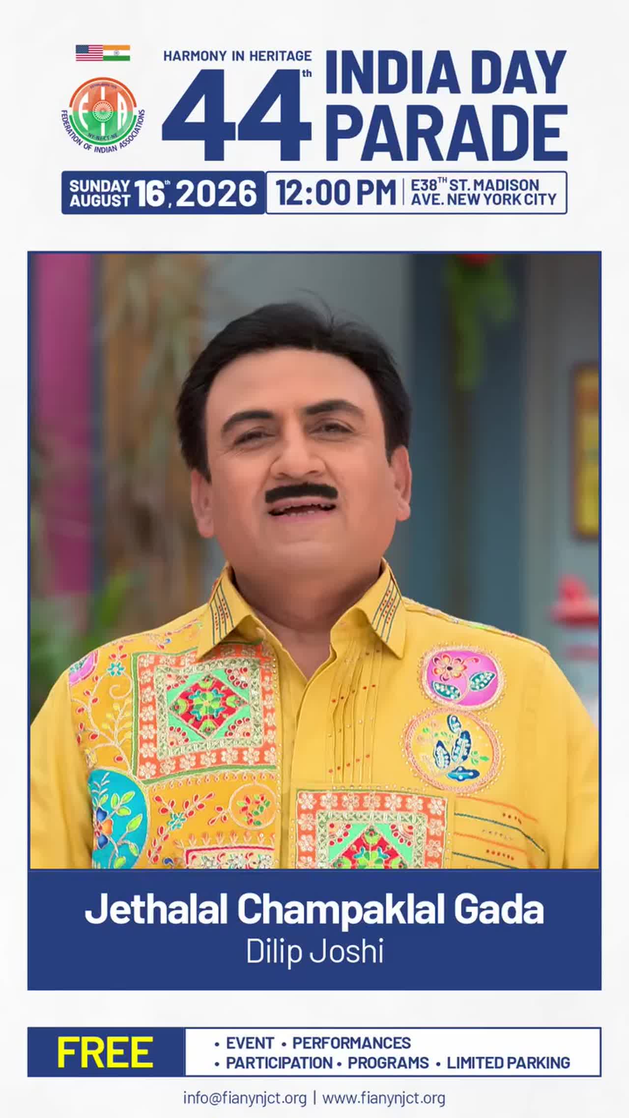 Gokuldham to New York! Jethalal aka Dilip Joshi is coming to Madison ...
