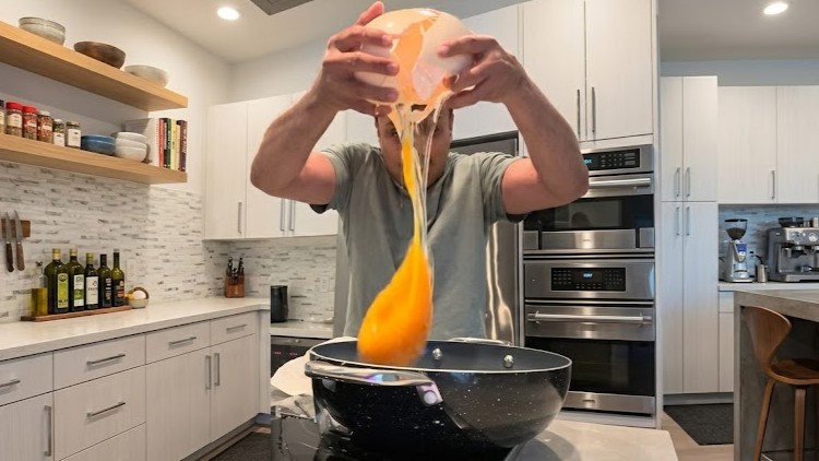 He tried cooking the world's largest egg - it got out of control