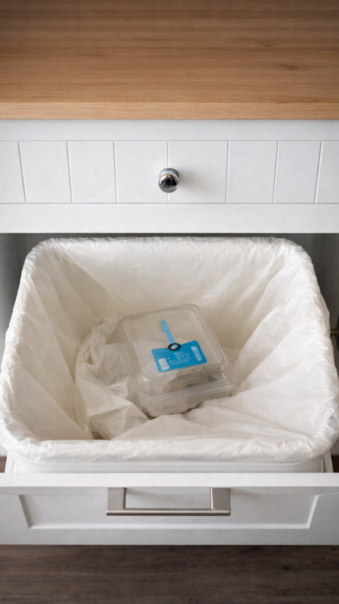 Smart kitchen design with hidden trash storage