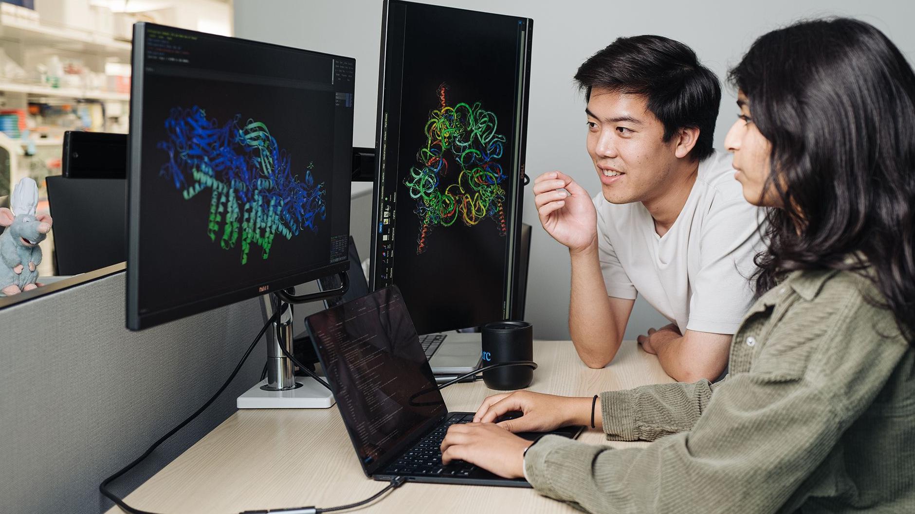 Assistant professor Brian Hie, pictured on left with a colleague, said of his work "This was new territory for us".