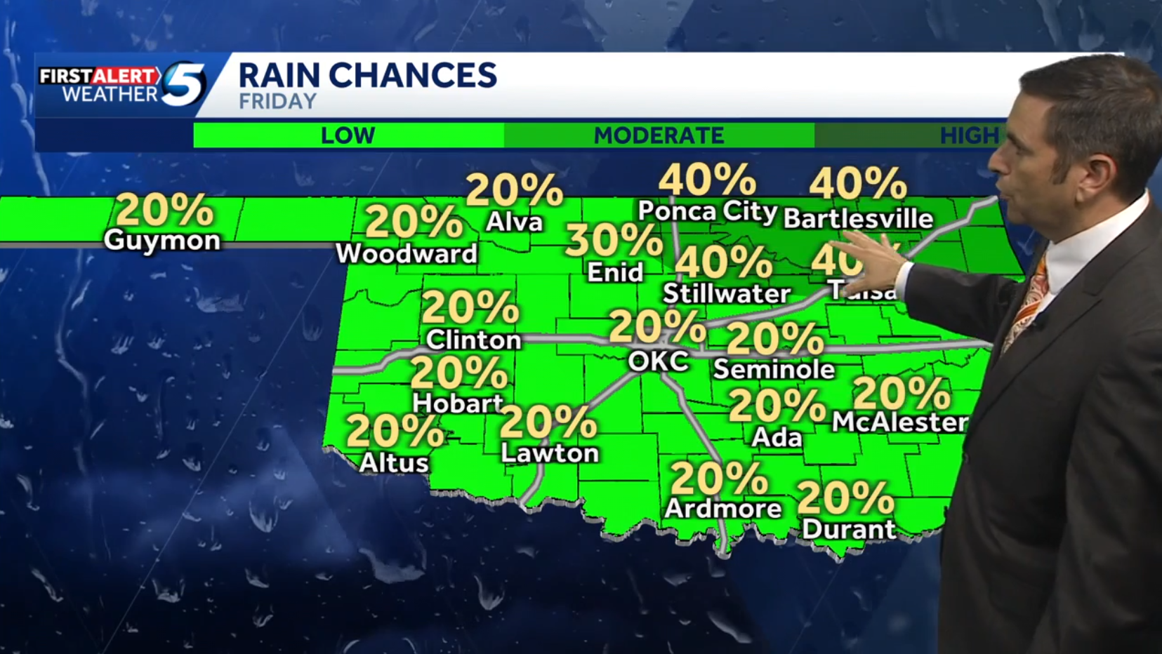 Timeline: Parts of Oklahoma could see scattered showers develop throughout Friday