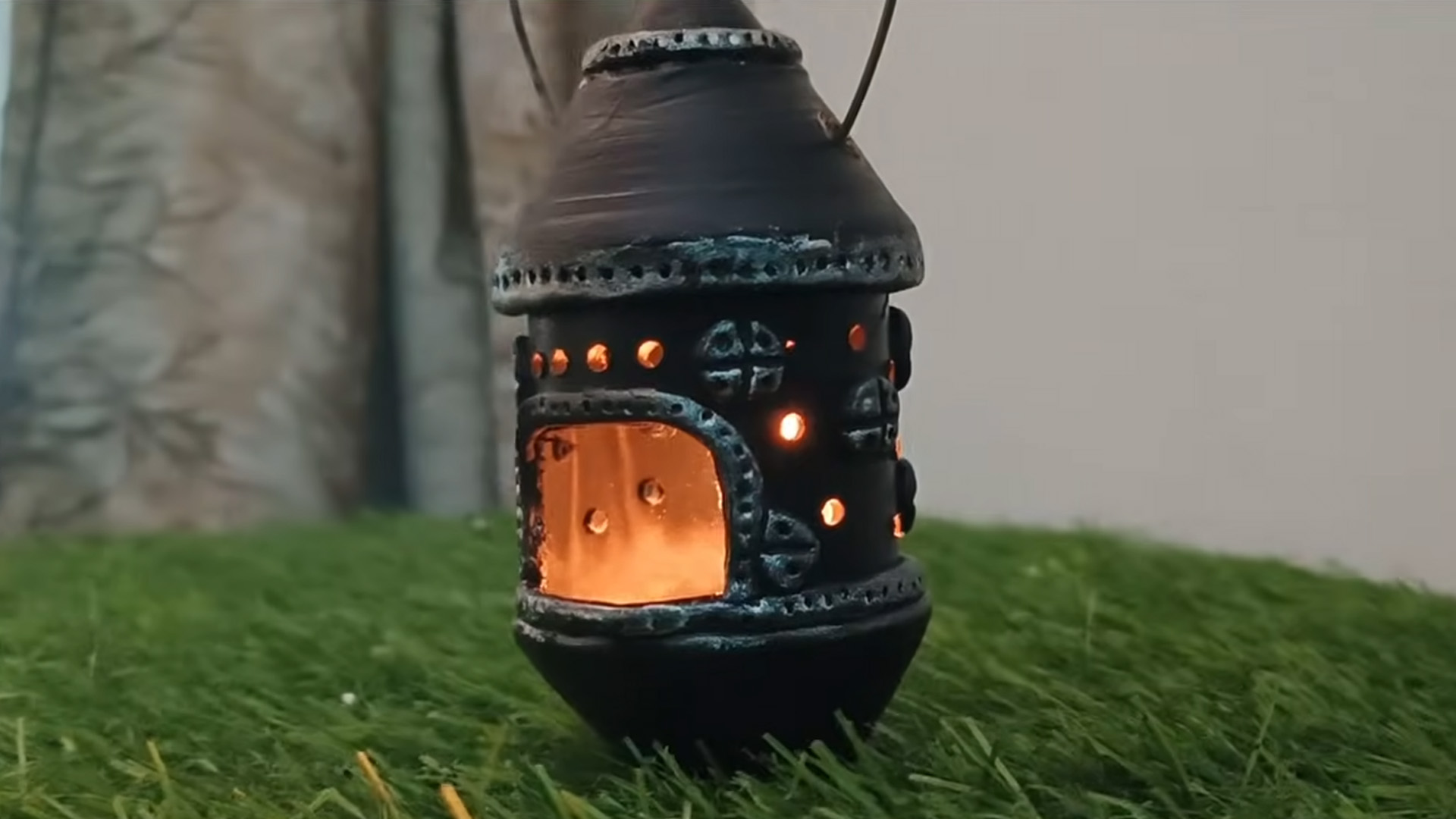 Creative DIY decorative lantern made from recycled old diyas