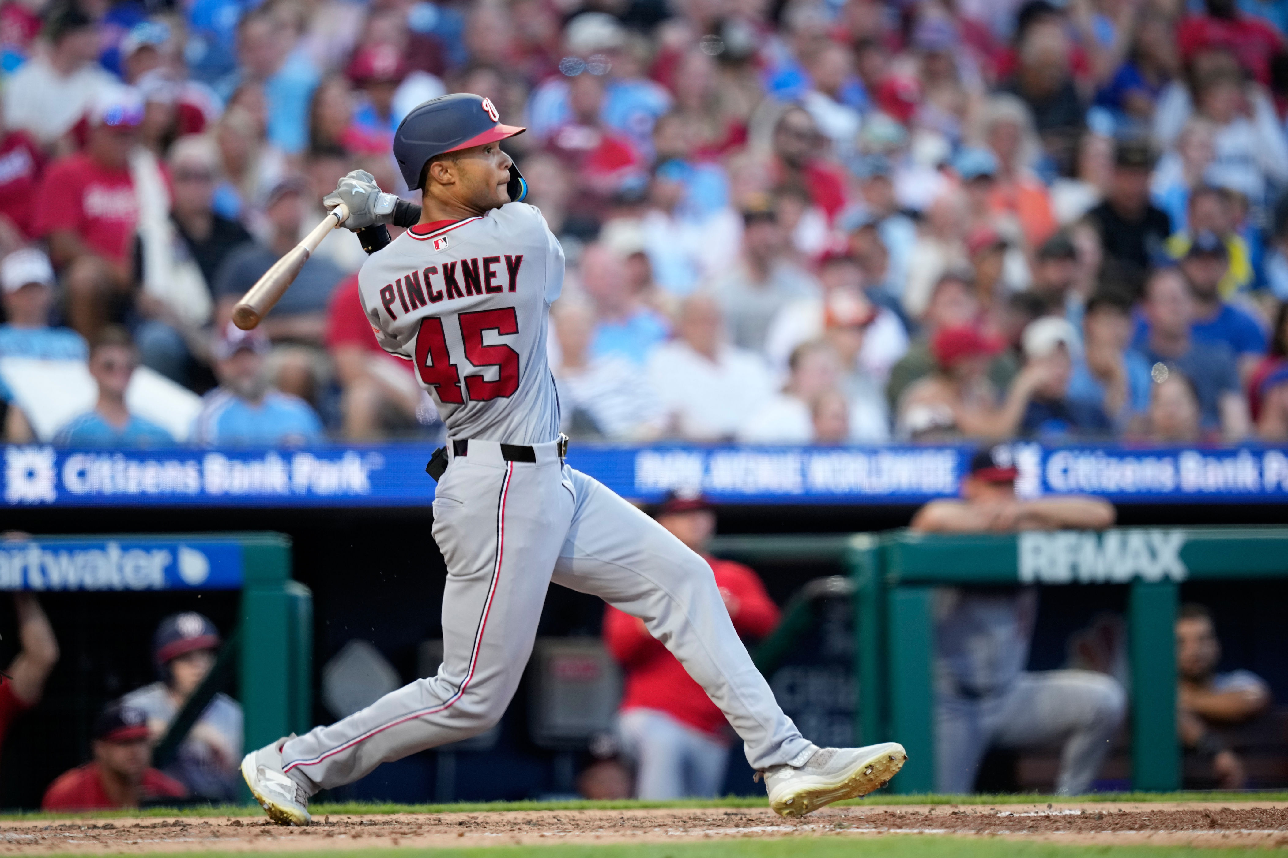 Andrew Pinckney's first major league hit is a home run, but Nationals still fall