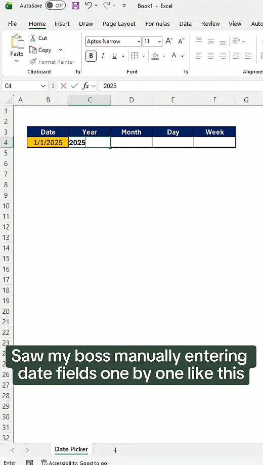 Automatically extracting dates using Excel features