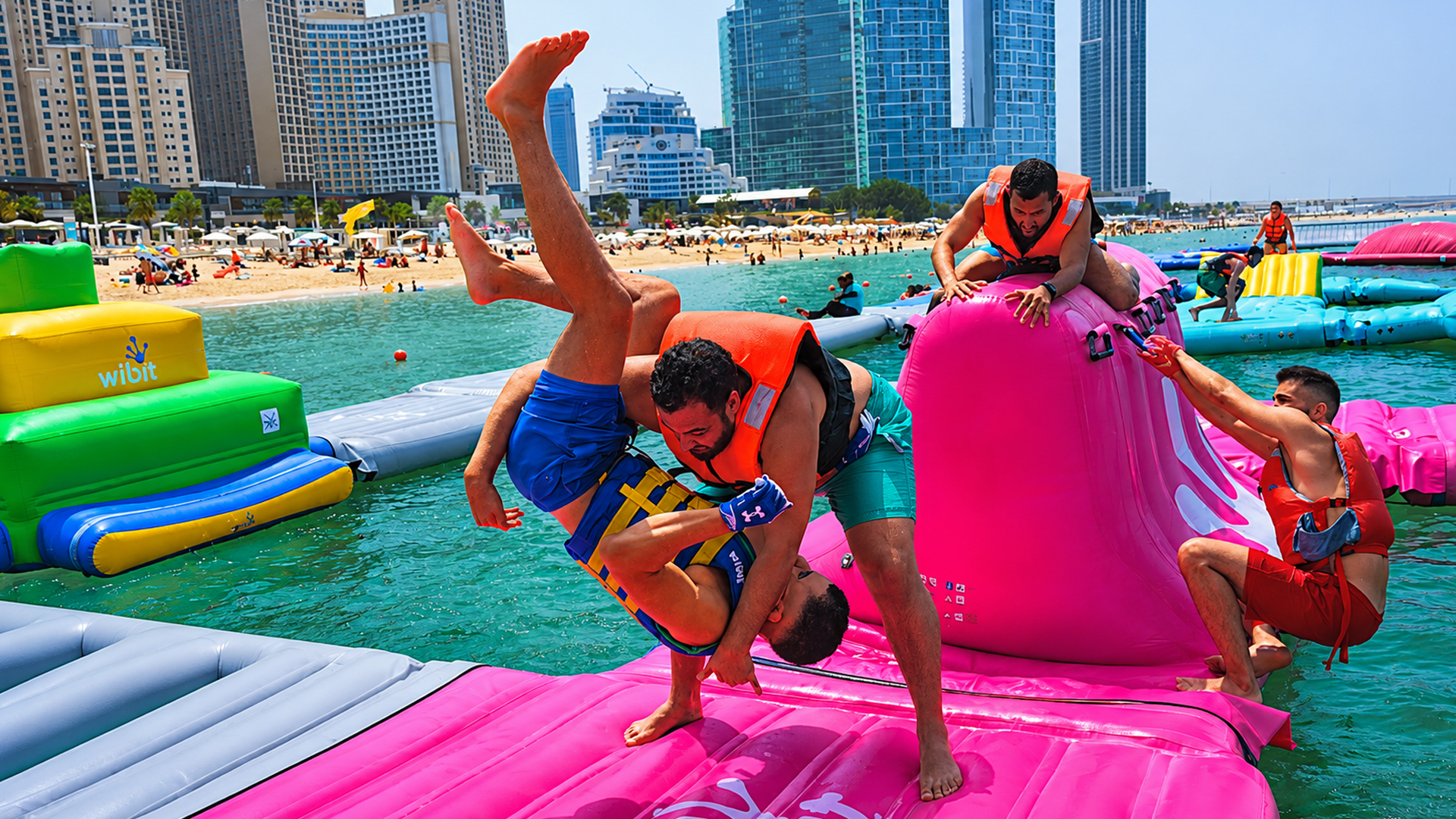 WWE Royal Rumble comes alive at an inflatable water park