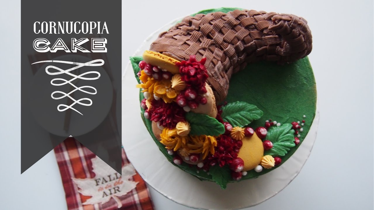 Cornucopia cake decorating with beautiful buttercream flowers