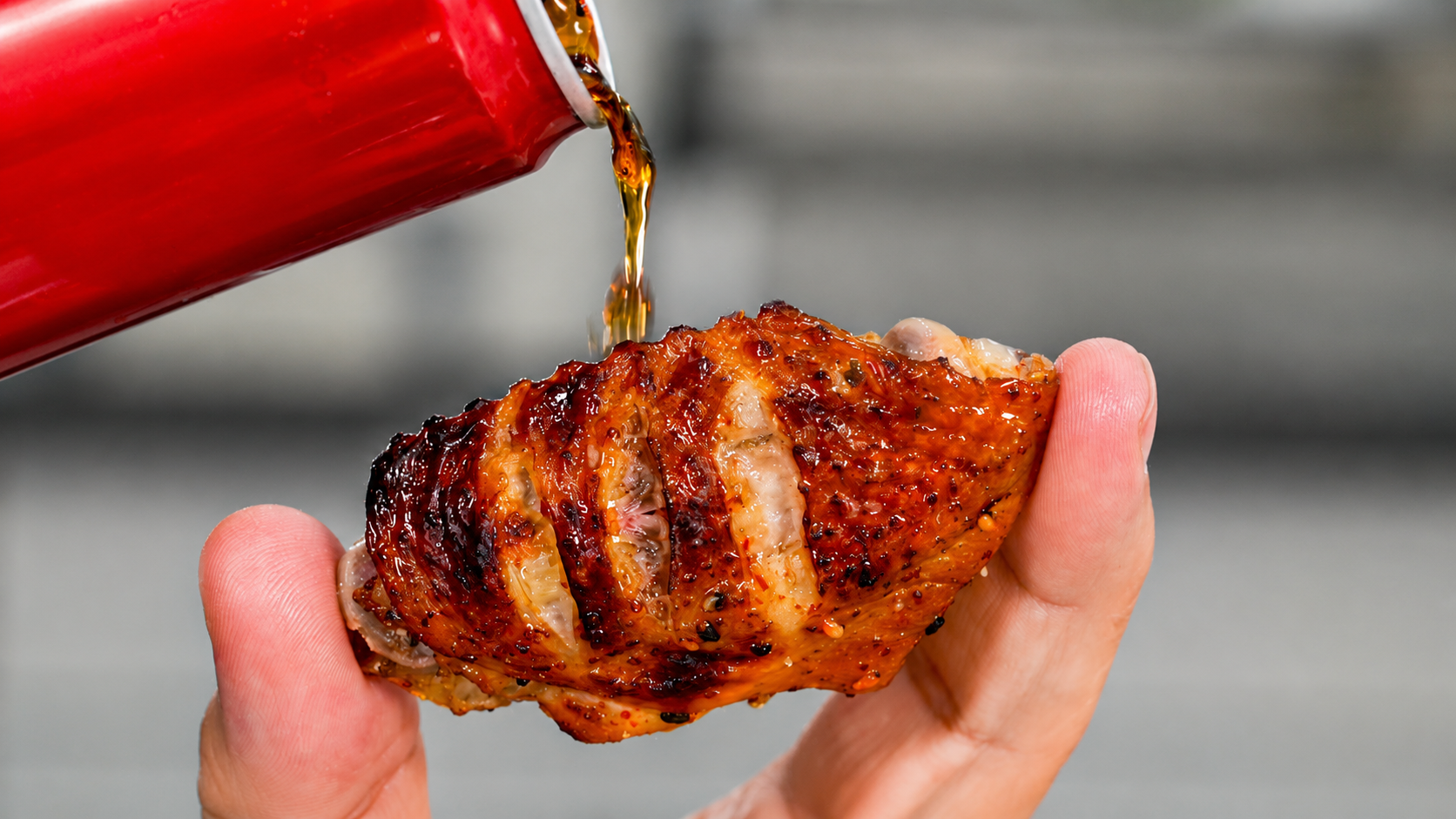 Way better... he poured Coca-Cola over chicken wings... the result ...