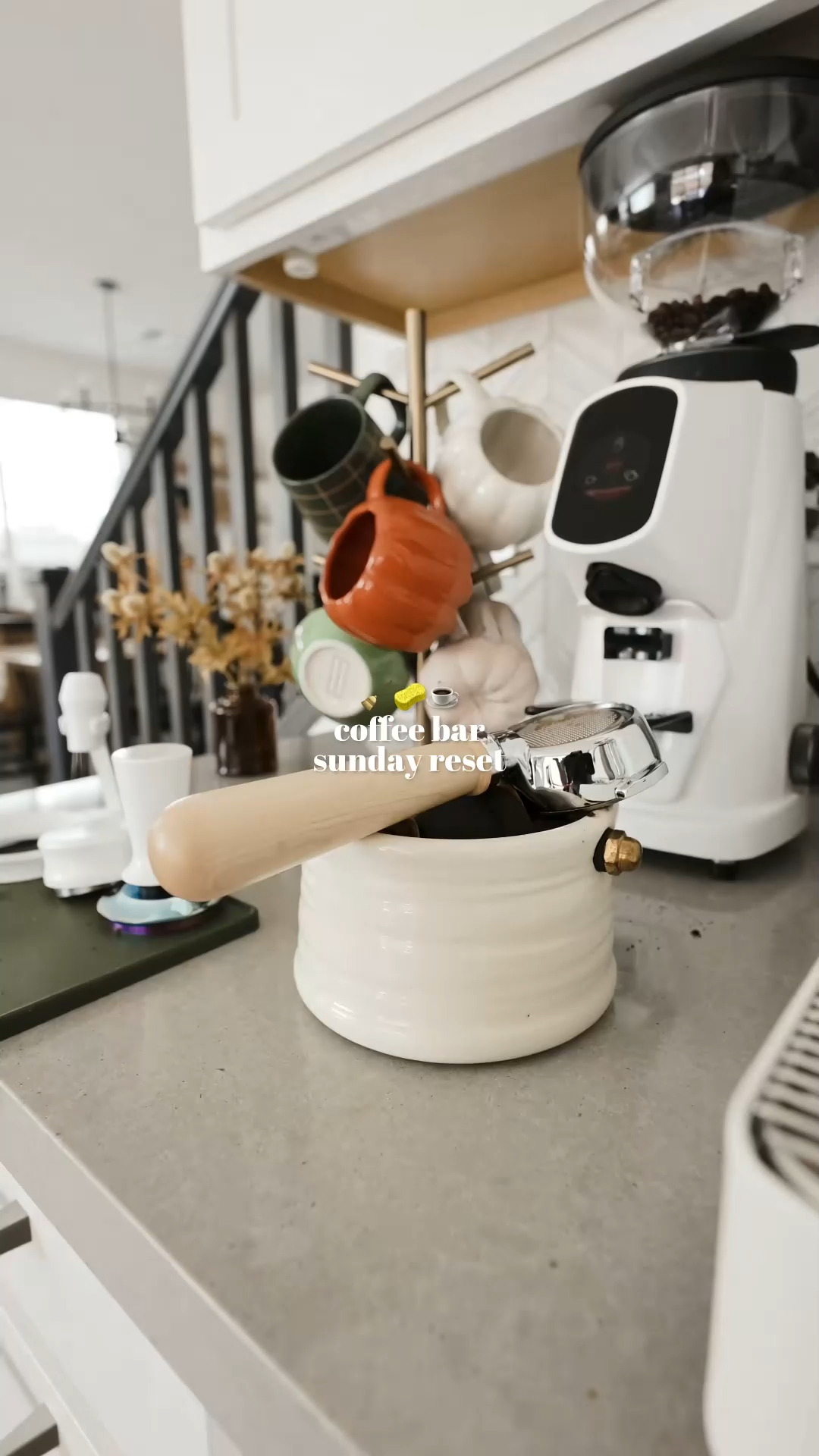 Sunday reset: Coffee bar cleaning routine, calm aesthetic