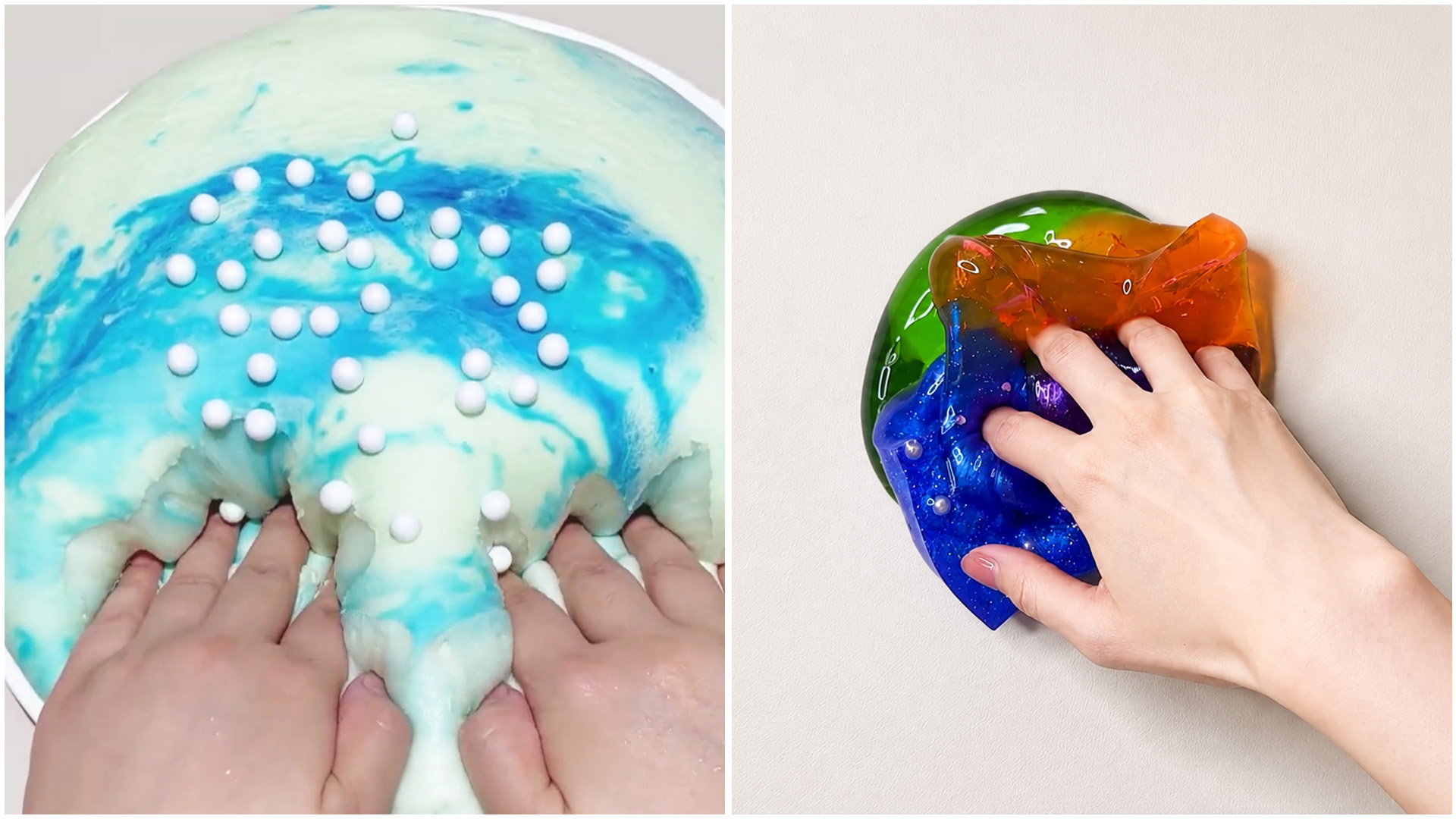 Colorful slime pressing and texture mixing
