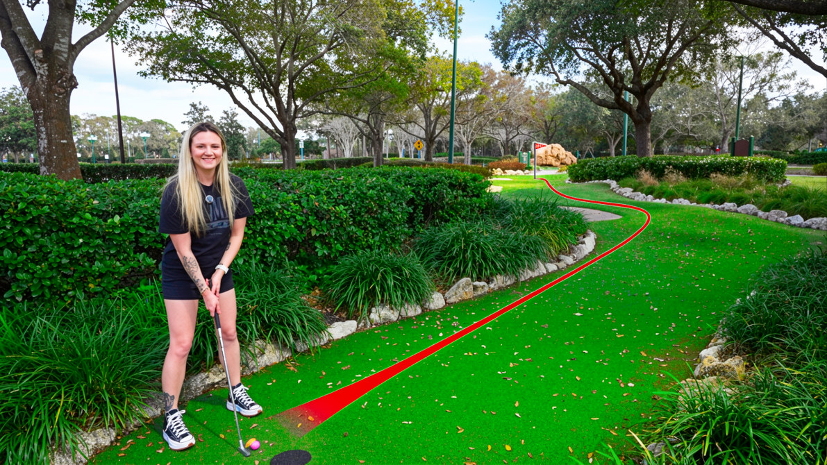 Her best game at the world's hardest mini golf course!